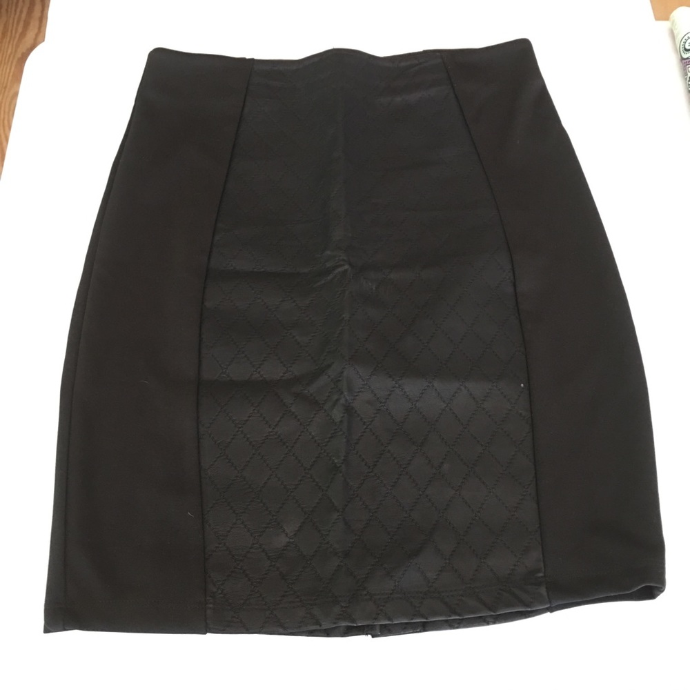Black Mini Skirt with black leather center